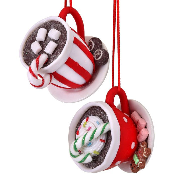 3" Claydough Cocoa/Candy Mug Ornament Set - Set of 2
