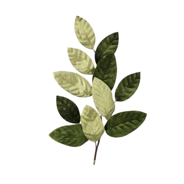 26" VELVET MAGNOLIA LEAF SPRAY  - GREEN