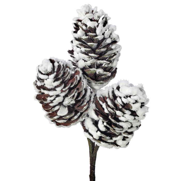 12" Plastic Snow Pinecone Pick - Set of 3 — view 1