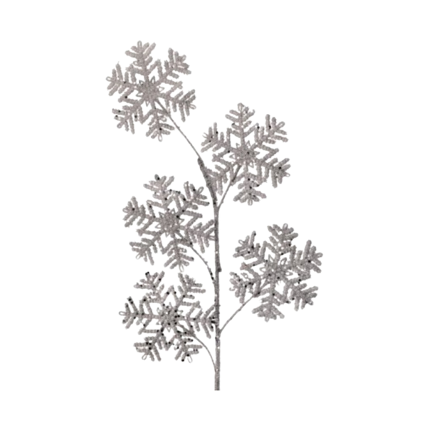 27" Glittered Snowflake Spray - Silver - Set of 5