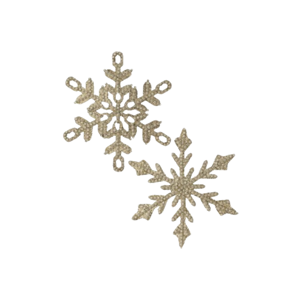 7.75" Jewel Beaded Snowflake Ornament - Set of 2 - Champagne