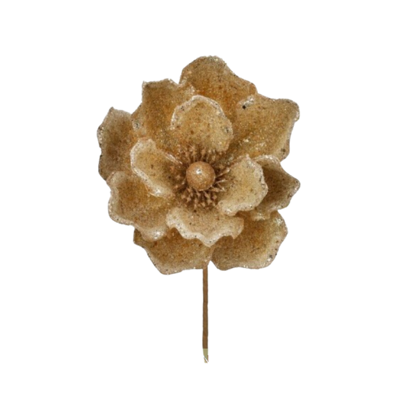 24" Micro Beaded/Sequins Magnolia Stem - Champagne