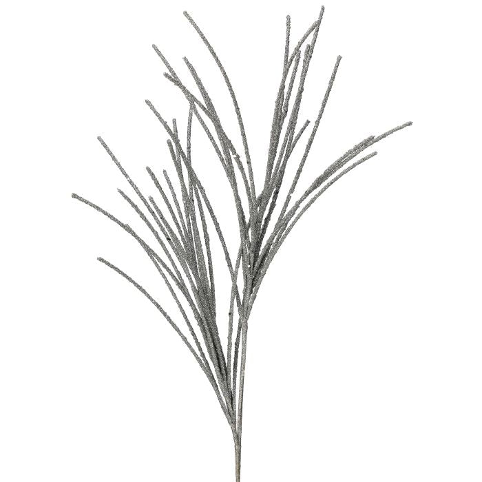 28" Micro Beaded/Sequin Grass Spray - Silver Silver — view 1