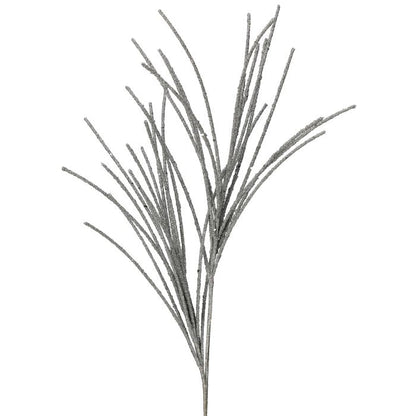 28" Micro Beaded/Sequin Grass Spray - Silver Silver — view 1