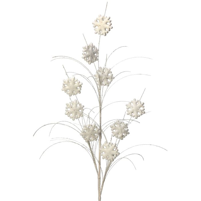 33" Glittered Mini Snowflake/Grass Spray - White — view 1