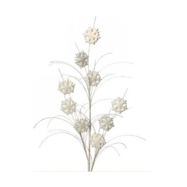 33" Glittered Mini Snowflake/Grass Spray - White