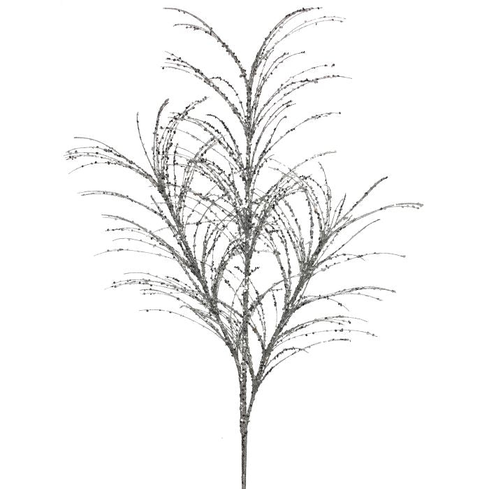 34"Glitter/Sequin Pampas Grass Spray - Set of 3 - Silver Silver — view 1