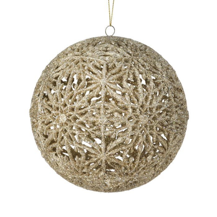 4" Snowflake Hollow Ball Ornament - White DR-69532 — view 1