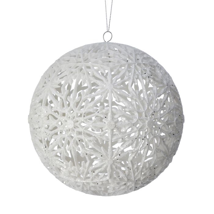 4" Snowflake Hollow Ball Ornament - White DR-69532 — view 2