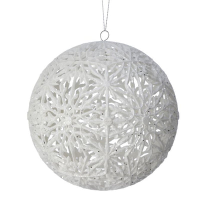 4" Snowflake Hollow Ball Ornament - White DR-69532 — view 2