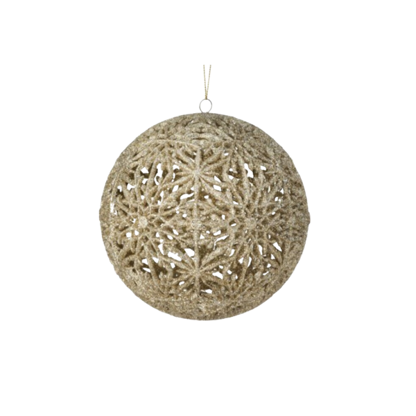 150MM SNOWFLAKE HOLLOW BALL ORNAMENT - CHAMPAGNE