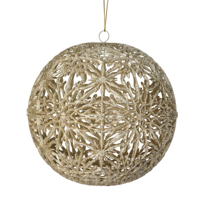 4" Snowflake Hollow Ball Ornament - White DR-69533 — view 1