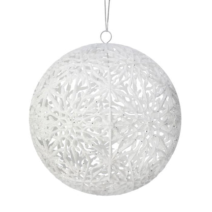 4" Snowflake Hollow Ball Ornament - White DR-69533 — view 2