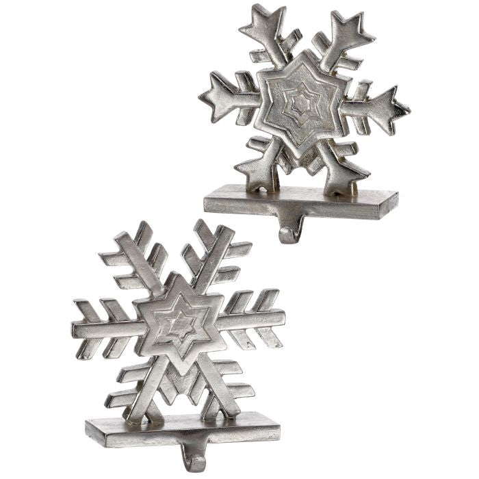 Snowflake Stocking Holder - 9" - Silver - Set of 2 — view 1