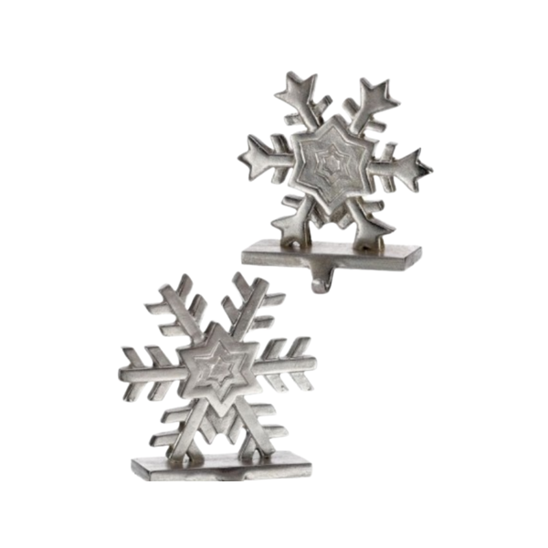 9" resin Snowflake Stocking Holder - Set of 2 - Silver