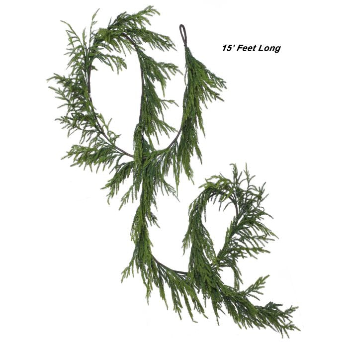 180" Natural Touch Norfolk Pine Garland - Unlit 180"- Unlit