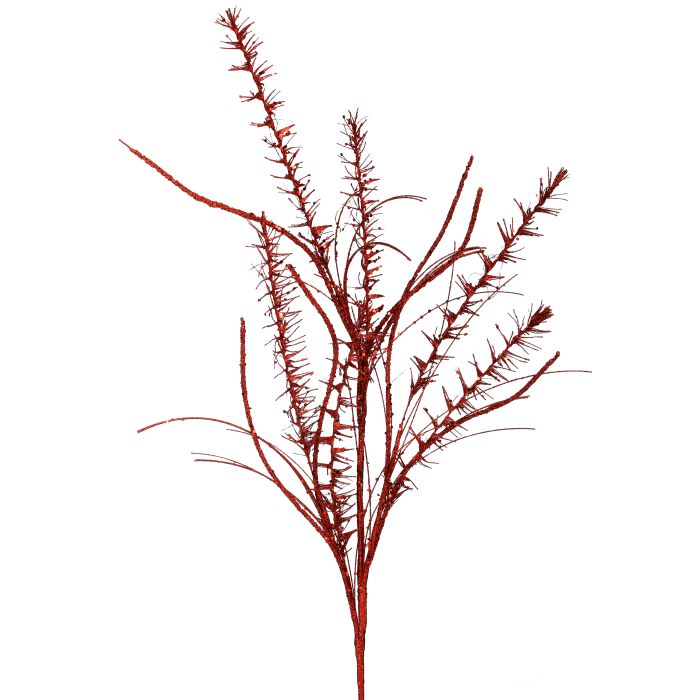 35" Glitter/Mica Mini Leaf/Grass Spray - Red Red — view 1