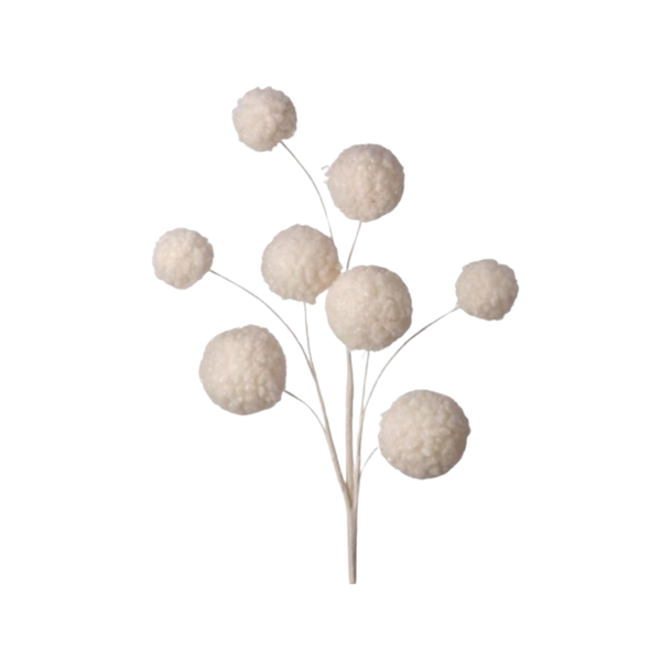 24" Woven Snowball Spray - Set of 8
