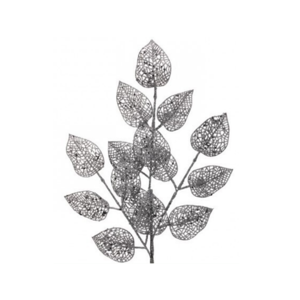 25" LACE LEAF SPRAY  - SILVER