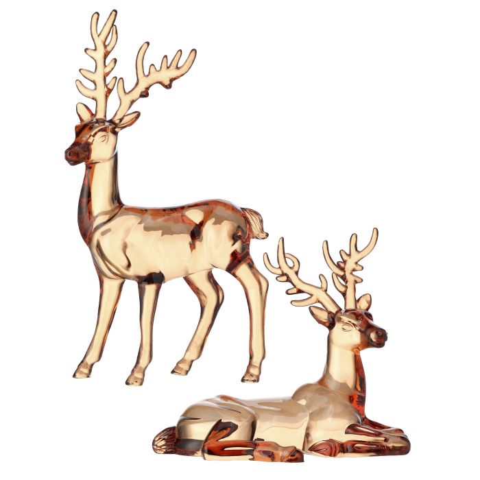 Acrylic Deer Set - 6.5" & 9" - Amber - Set of 2 — view 1
