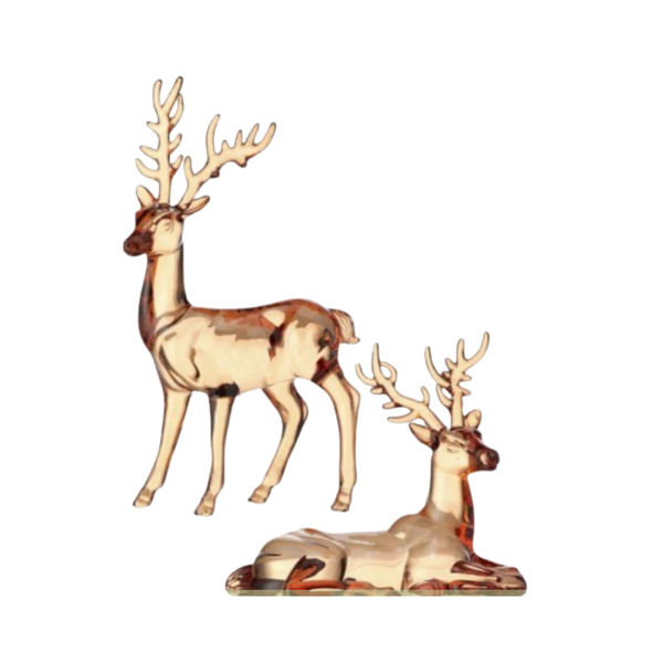 6.5" and 9" Acrylic Deer Set of 2 - Amber