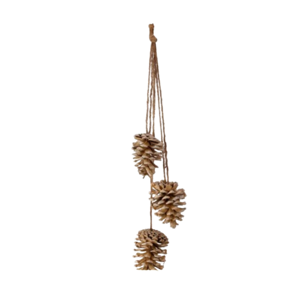 18" TRIPLE PAINTED PINECONE DROP W/JUTE