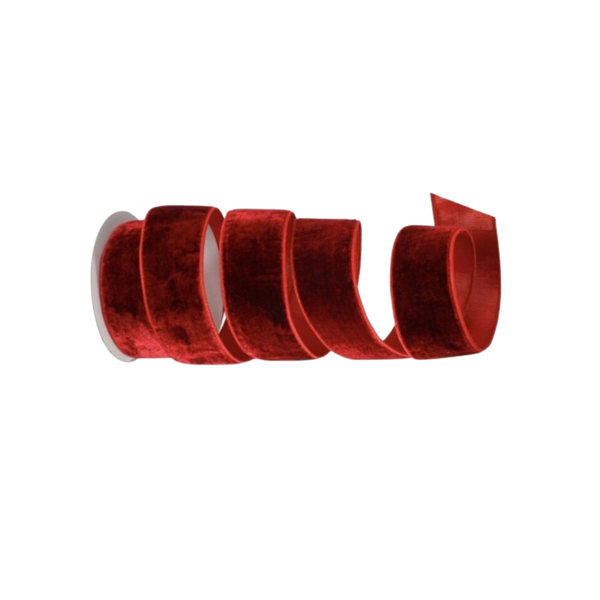 Ribbon - Sheldon Velvet Metallic Back Ribbon - 10 Yard Roll - Burgundy