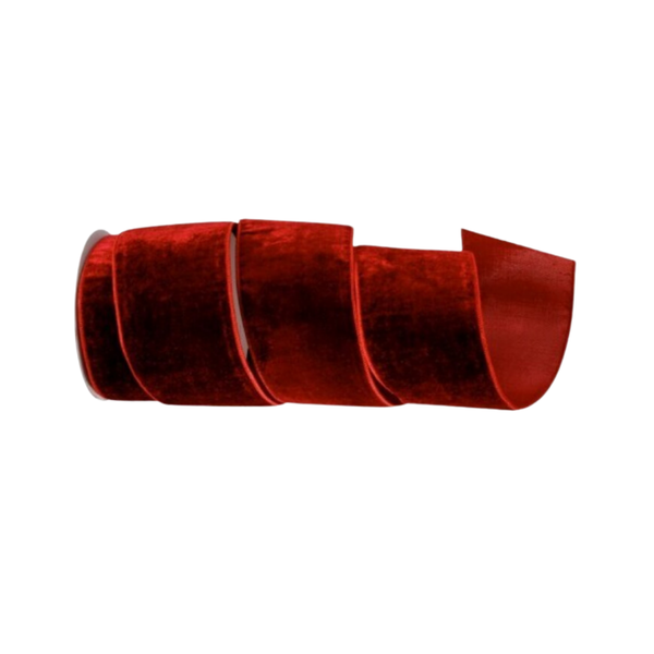 4"X10Y SHELDON VELVET METALLIC BACK RIBBON - BURGUNDY