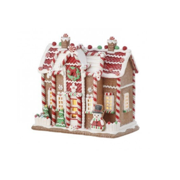 9.5"LED/BTY TMR GINGERBREAD SWEETS HOUSE