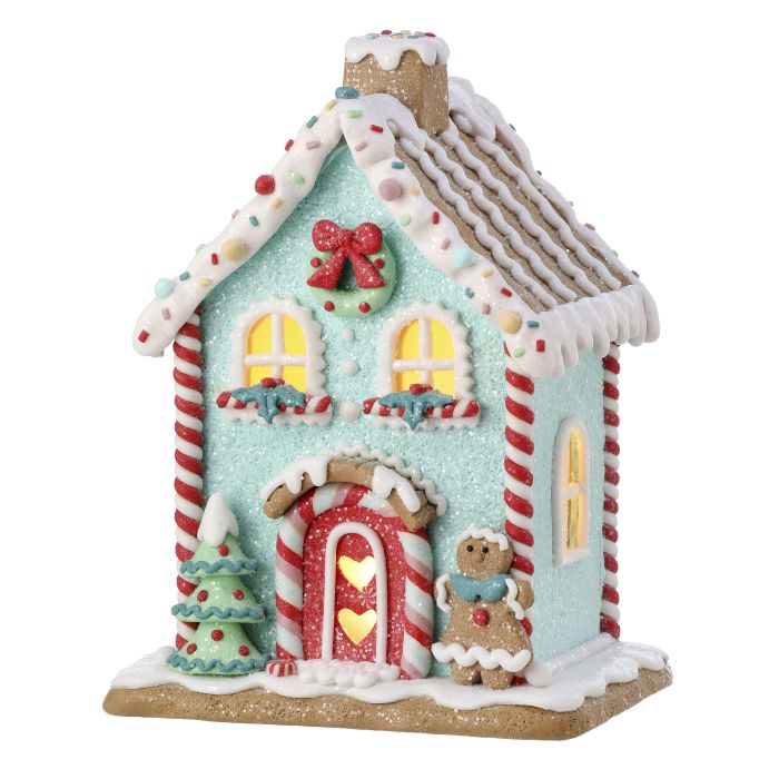 Blue Pastel Sweets House - 8.5" - LED Battery Timer — view 1