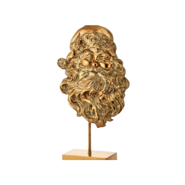 17" Resin Santa Head Table Piece - Gold