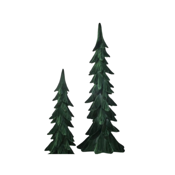 17.5-23" RESIN FLOCKED TREE SET/2 - GREEN