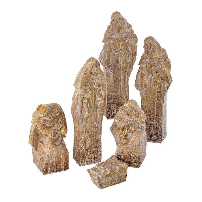 Textured Nativity Set - 4" to 14" - Set of 6