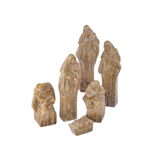 4-14" RESIN TEXTURED NATIVITY SET/6