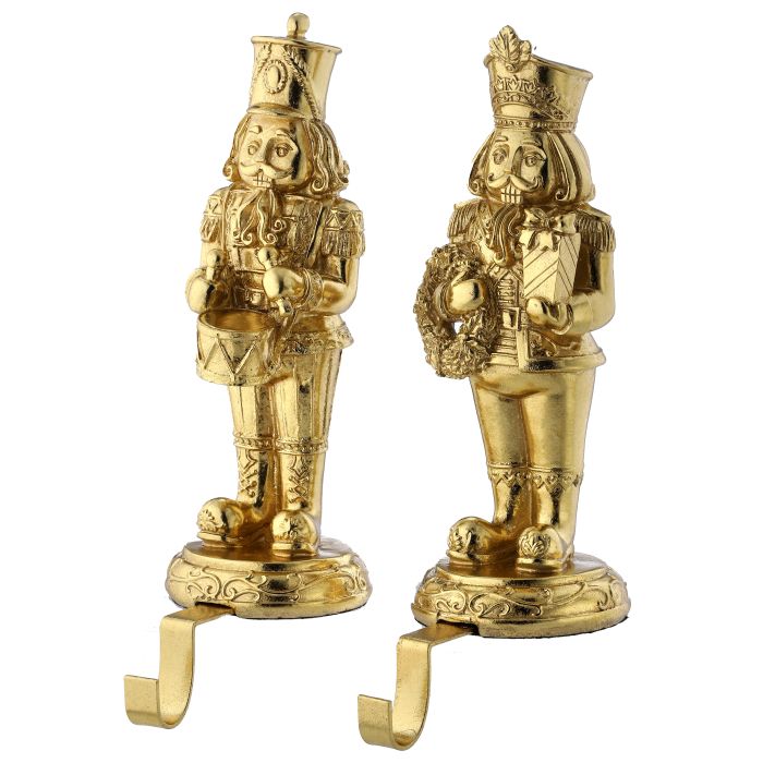 Nutcracker Stocking Holder - 10.5" - Gold - Set of 2 — view 1
