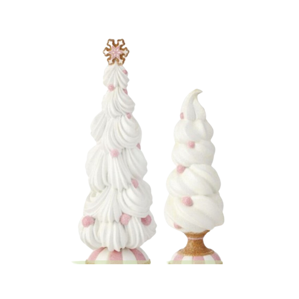 11" and 14" Elegant Frosting Tree - Set of 2 - White and Pink