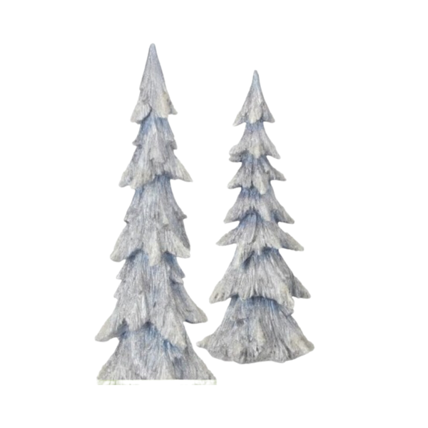 17.5-24" RESIN WINTER SNOWFAL TREE SET/2 - BLID