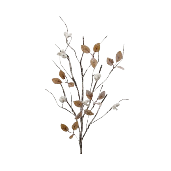 31" Snow with Glitter Winter Chalet Branch