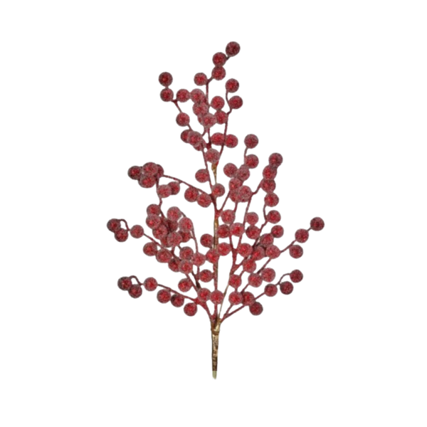 29" Metallic Glitter Berry Spray - Burgundy
