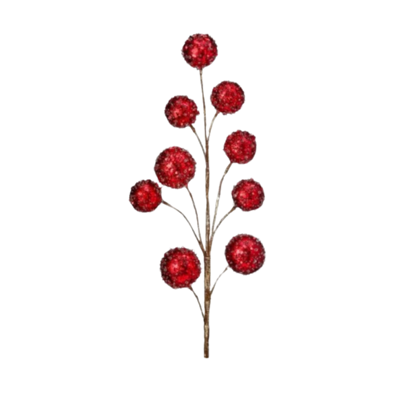 27" Metallic Beaded Ball Spray - Burgundy - Set of 9