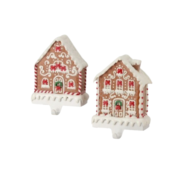 7 and 8" Gingerbread Stocking Holder - Set of 2