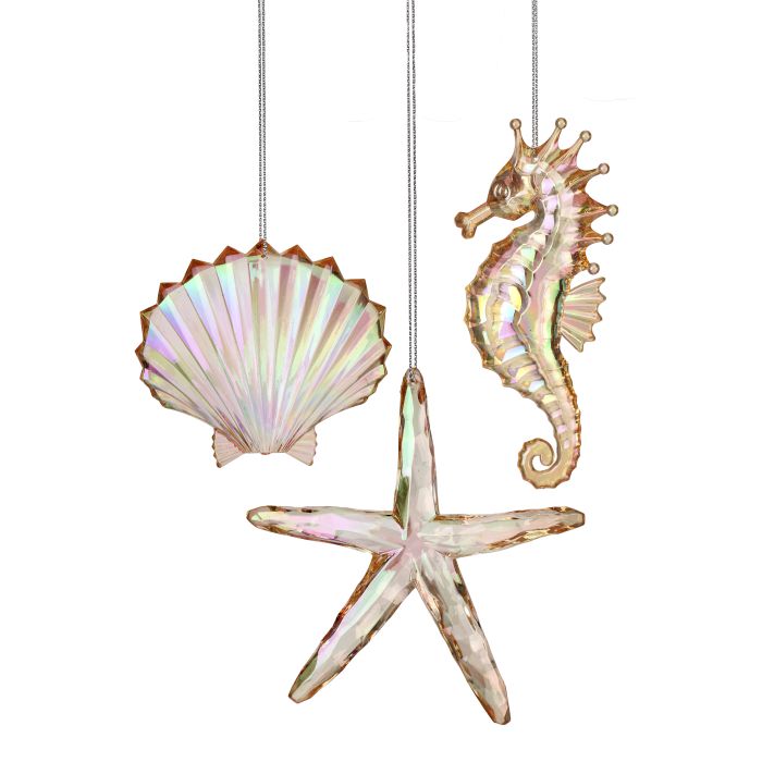 3-5" Clear Acrylic Ocean Ornament - Champagne - Set of 3 — view 1