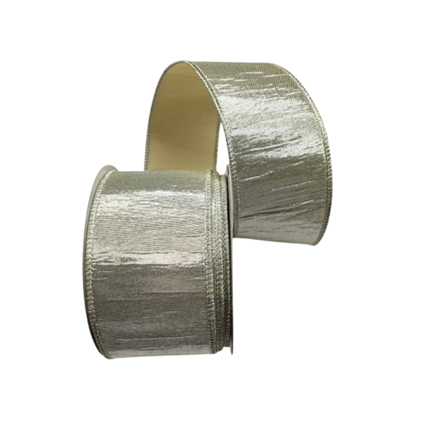 2.5" Ribbon - Metallic Dupion - 10 Yard roll - Platinum