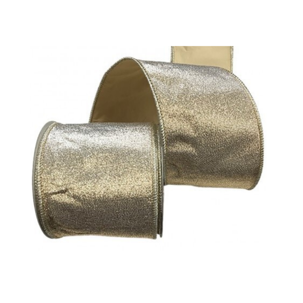 4" Ribbon - Metallic Taffeta - 10 yard roll - Champagne