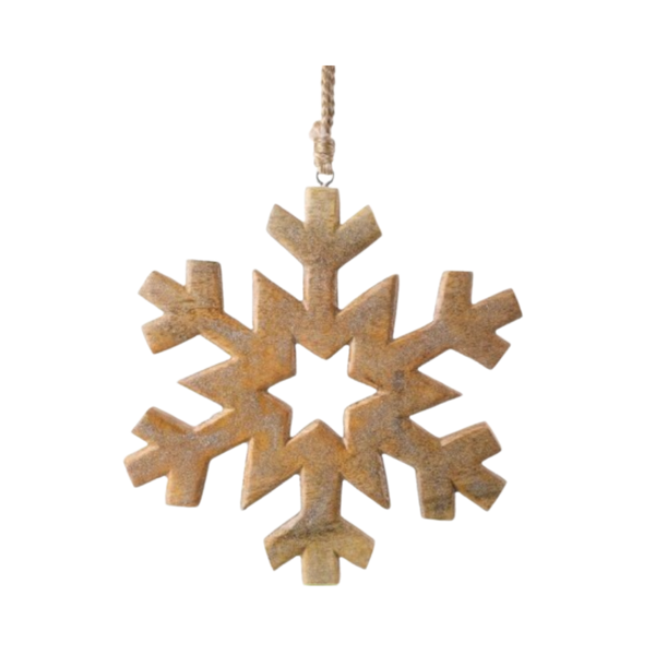 10.5"  WOOD ENAMEL GLTR  SNOWFLAKE ORNAMENT