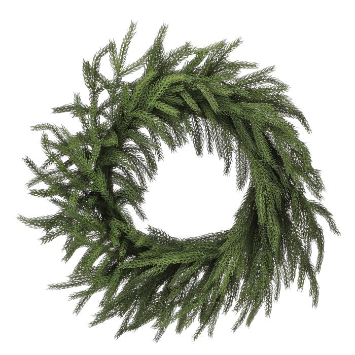 210" Unlit Natural Touch Forest Norfolk Pine Wreath 28"- Unlit — view 1