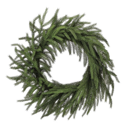 210" Unlit Natural Touch Forest Norfolk Pine Wreath 28"- Unlit — view 1