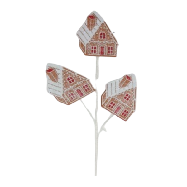 26" Felt Gingerbread House  Spray - Set of 3