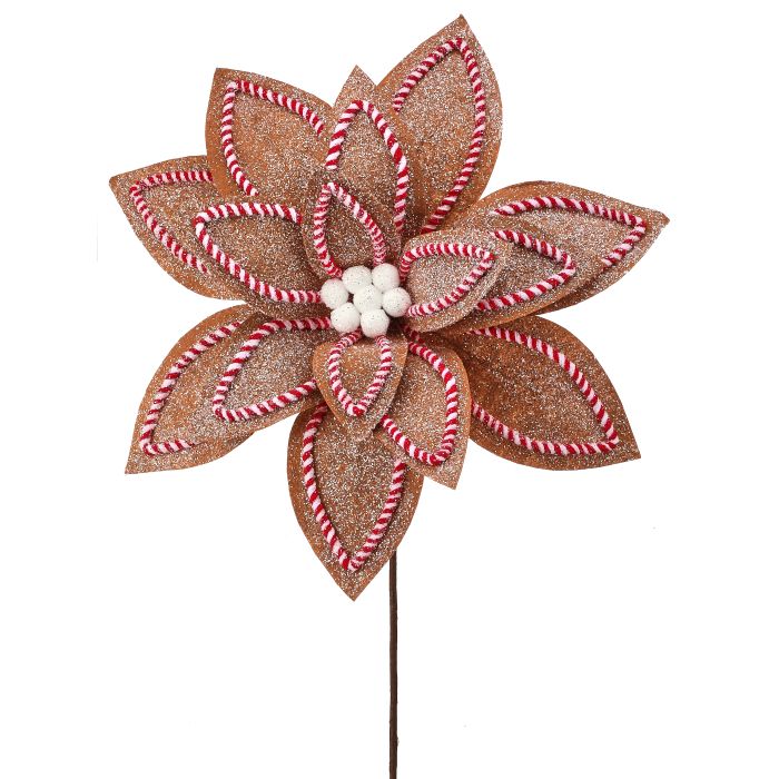 30" Sugar/Spice Poinsettia Flower Stem - Red — view 1