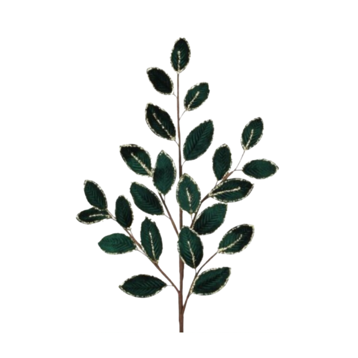 26" Mini Velvet Leaf Spray - Green/Gold — view 1